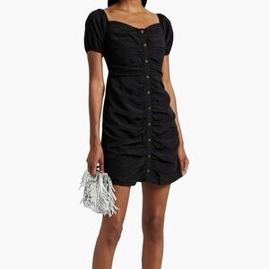 Walter Baker Odette button detailed ruched woven mini dress